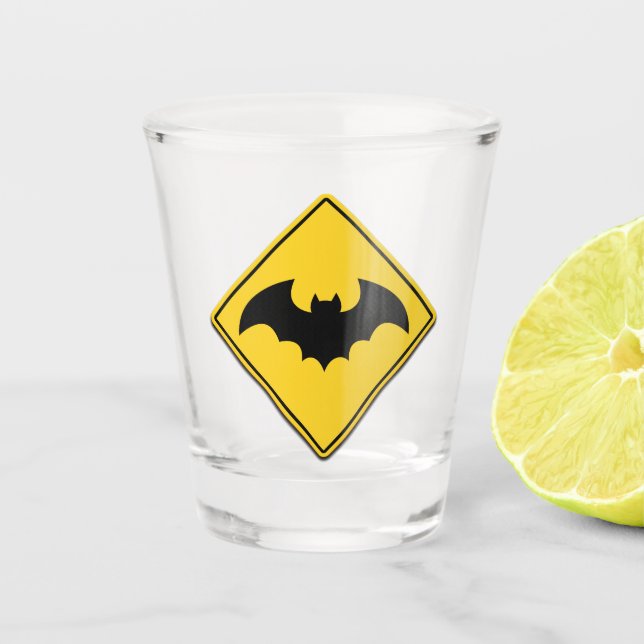 Vampire Bat Warnung Halloween Schnapsglas (Vorderseite)