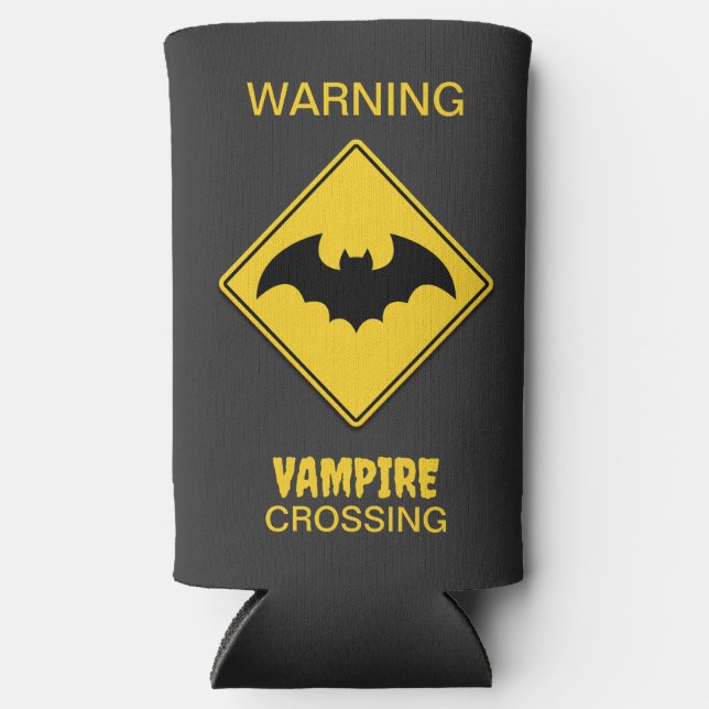 Vampire Bat Warnung Halloween Selters Dosenkühler (Vorderseite)