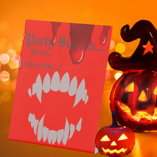 Vampire Bite Halloween-Party Snacks Sockelschild (Vampire Bite Halloween Party Snacks Pedestal Sign)