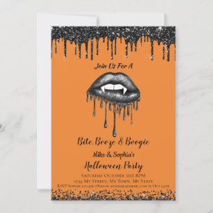 Vampire Black Glitzer Lippen Erwachsene Halloween- Einladung