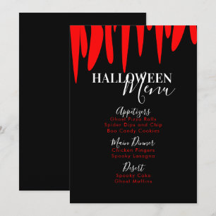 Vampire Blood Halloween Adult Party Menü Feiertagskarte
