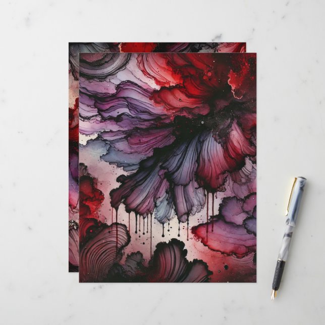 Vampire Blood Halloween Alcohol Ink Scrapbook (Vorderseite/Rückseite Beispiel)