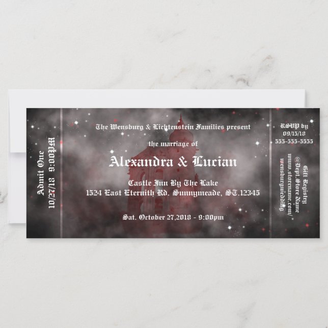 Vampire Castle Gothic Wedding Ticket Einladungen (Vorderseite)