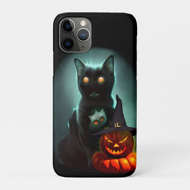 Vampire Cat and Wizard Pumpkin Halloween Surreal Case-Mate iPhone Hülle (Rückseite)