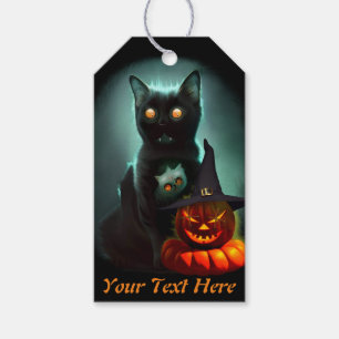 Vampire Cat and Wizard Pumpkin Halloween Surreal Geschenkanhänger