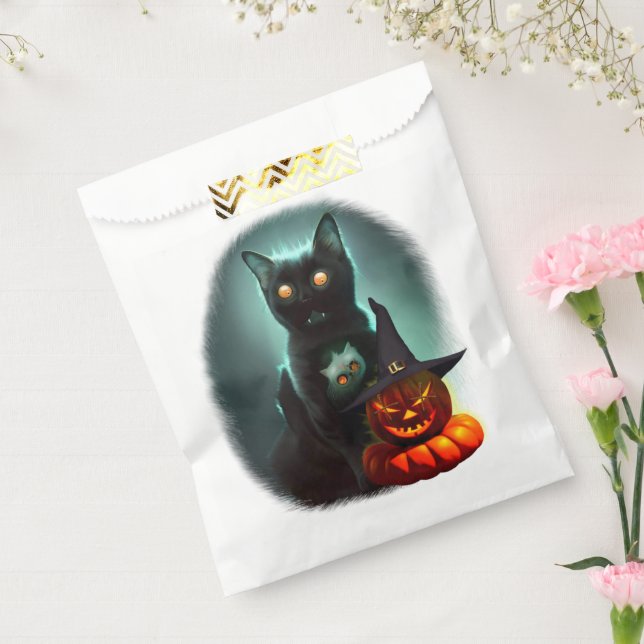 Vampire Cat and Wizard Pumpkin Halloween Surreal Geschenktütchen (Versiegelt)