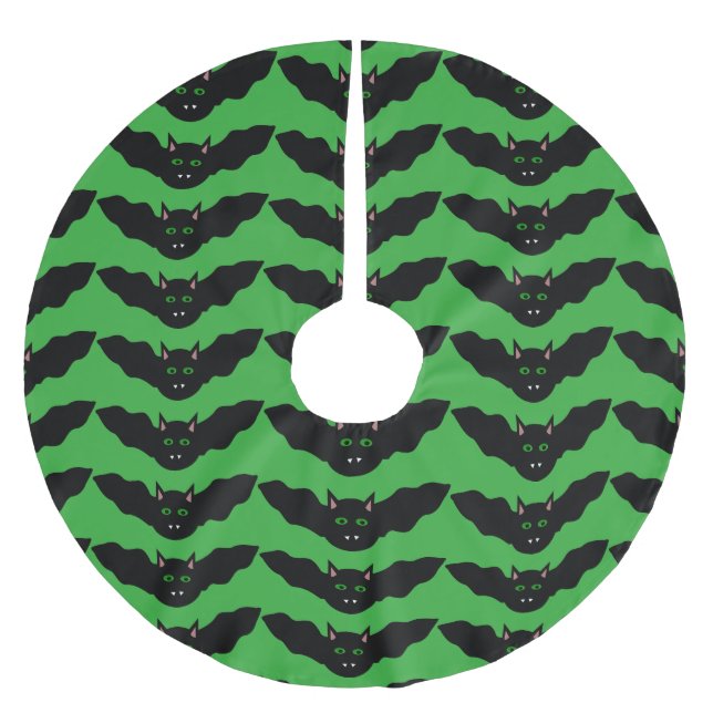 Vampire Cat Faced Bat Halloween-Baumrock Polyester Weihnachtsbaumdecke (Vorderseite)