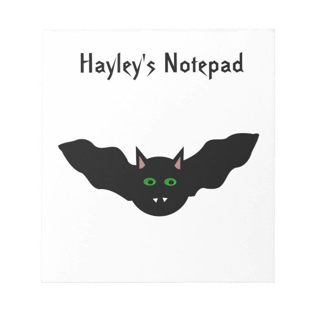 Vampire Cat Faced Bat Halloween benutzerdefinierba Notizblock (Vorderseite)