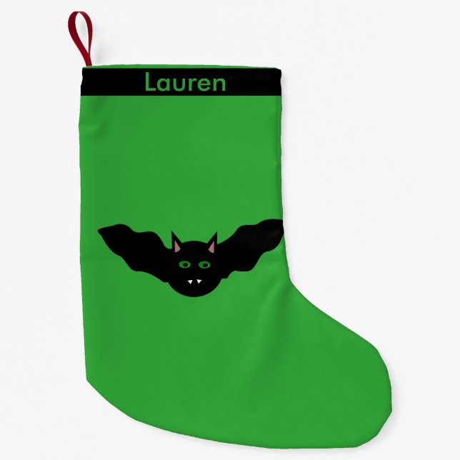 Vampire Cat Faced Bat Halloween Custom Strumpf Kleiner Weihnachtsstrumpf (Vorderseite)