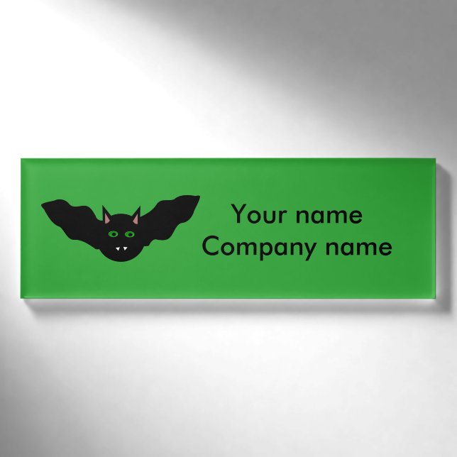 Vampire Cat Faced Bat Halloween Personalisiert Namenschild (Vorderseite)
