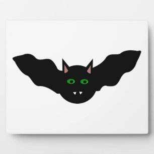 Vampire Cat Faced Bat Halloween Plaque Fotoplatte