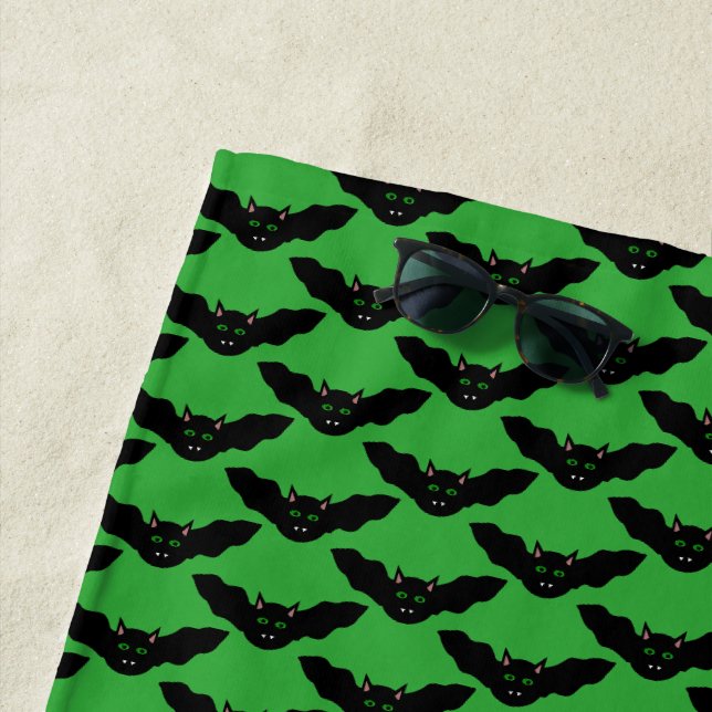 Vampire Cat Faced Bat Halloween Strandtuch (Beispiel)