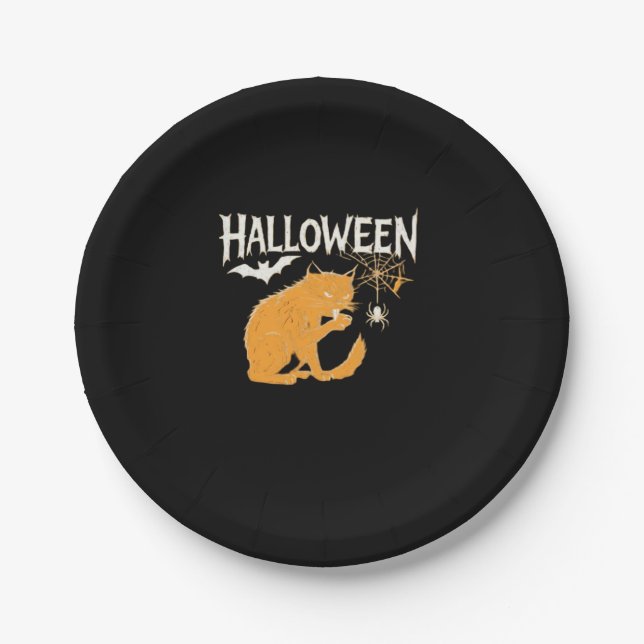 Vampire Cat's Halloween Classic T - Shirt Pappteller (Vorderseite)