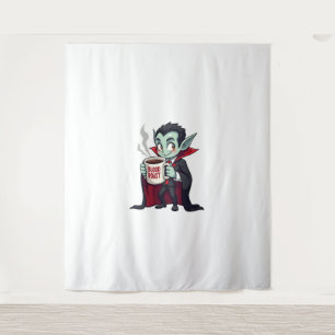 Vampire Coffee Lover - Spooky Latte Shirt Wandteppich