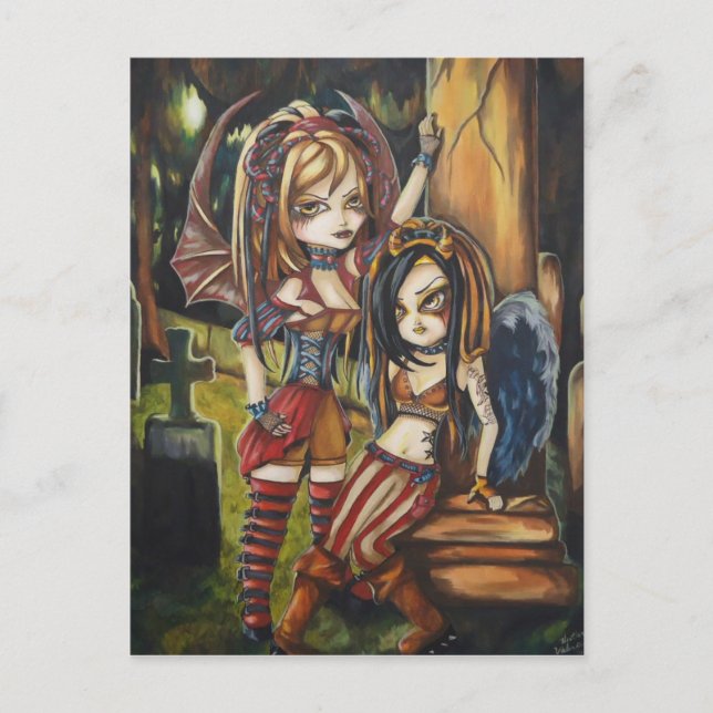 Vampire Dark Angel Gothic Graveyard Art Postkarte (Vorderseite)