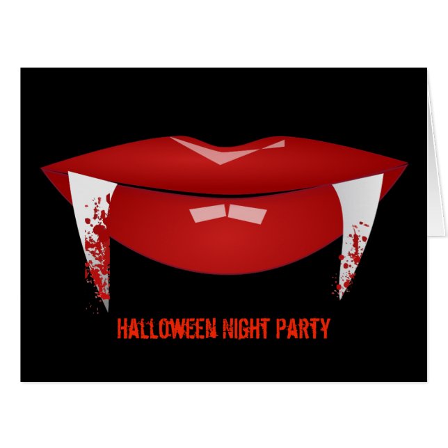 Vampire de nuit d'Halloween - Carte d'invitation d (Devant horizontal)