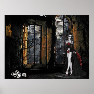 Vampire debout dans la fenêtre Poster léger Imprim