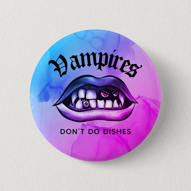 Vampire Do nicht Geschirr Funny Vaporwave Button (Vorderseite)