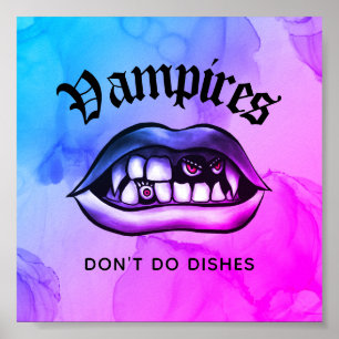 Vampire Do nicht Geschirr Funny Vaporwave Poster