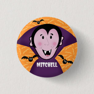 Vampire Dracula Bats Kinder Niedlich glückliches H Button