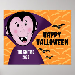 Vampire Dracula Bats Kinder Niedlich glückliches H Poster