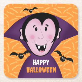 Vampire Dracula Bats Kinder Niedlich glückliches H Rechteckiger Pappuntersetzer
