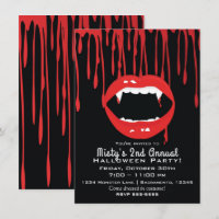 Vampire Fangs & Blood Dracula Halloween Einladung