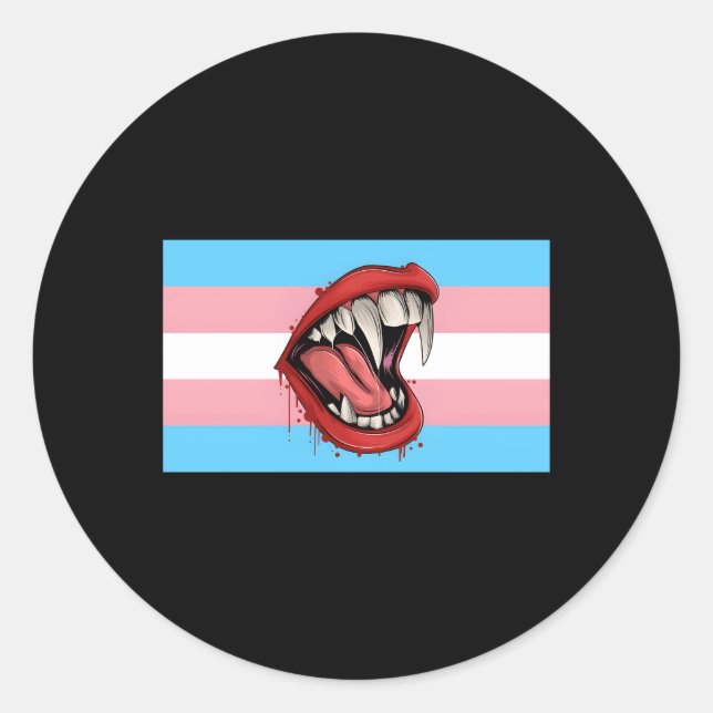 Vampire Fangs das Transgender-Pride-Flag-Halloween Runder Aufkleber (Vorderseite)