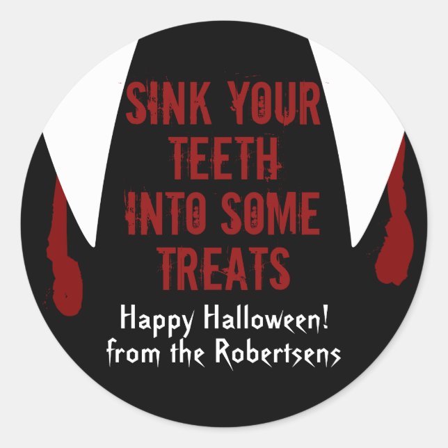 Vampire Fangs Halloween-Boo-Leckerei Runder Aufkleber (Vorderseite)