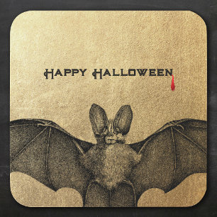 Vampire Fledermaus Halloween Gold Quadratischer Aufkleber