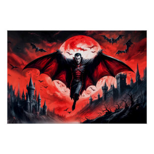 Vampire Flug über Spuk Schloss Poster
