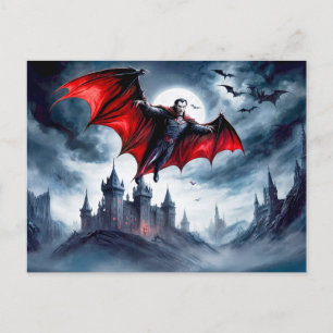 Vampire Flug über Spuk Schloss Postkarte