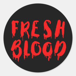 Vampire Fresh Blood Halloween Getränkeetikett Runder Aufkleber