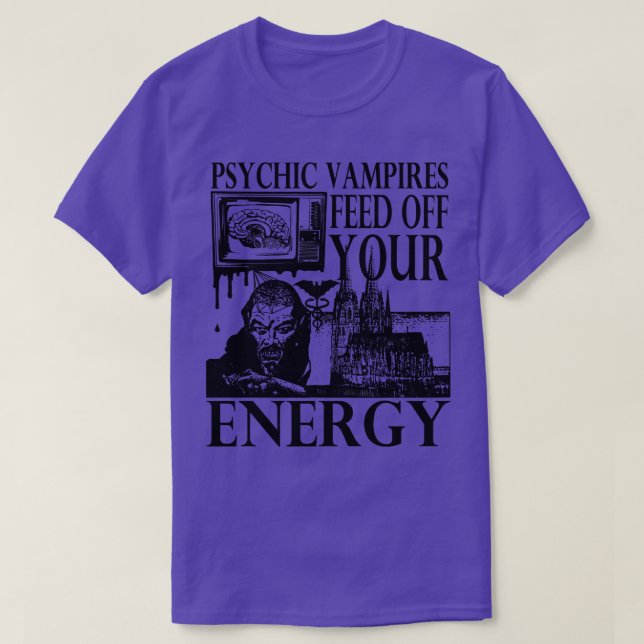 Vampire Fütterte Ihren energiegotischen Horror Gra T-Shirt (Design vorne)