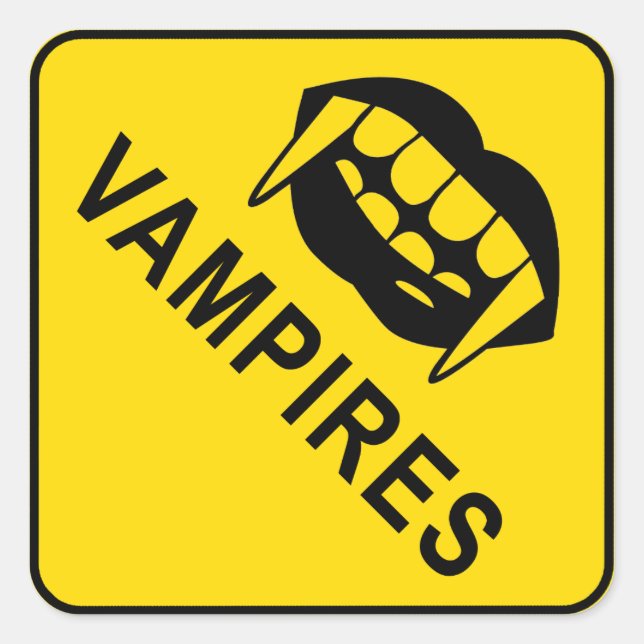 Vampire, gelbes Diamantwarnzeichen Quadratischer Aufkleber (Vorderseite)