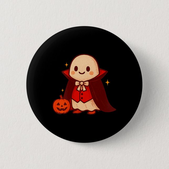 Vampire Ghost Shirt Niedlich Dracula Halloween Pum Button (Vorderseite)