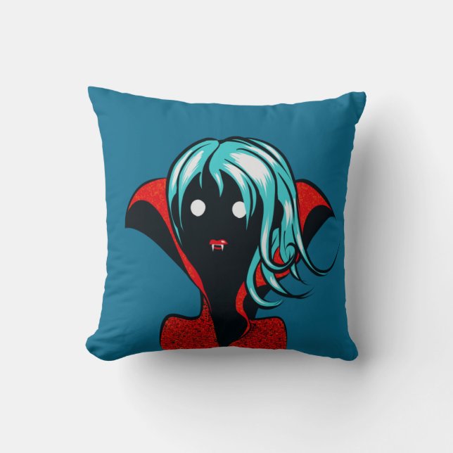 Vampire Girl Goth Character Halloween Kissen (Vorderseite)