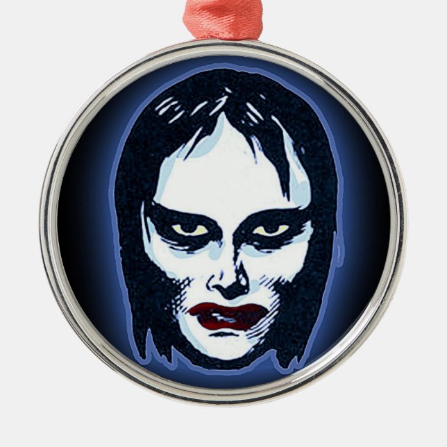 Vampire Girl (Horror) Silbernes Ornament (Vorne)