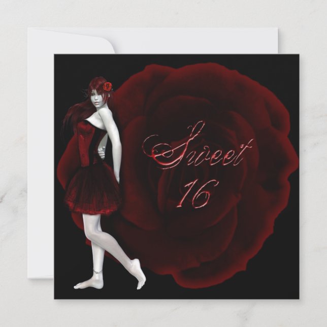Vampire Girl Sweet 16 Goth Birthday Einladung (Vorderseite)