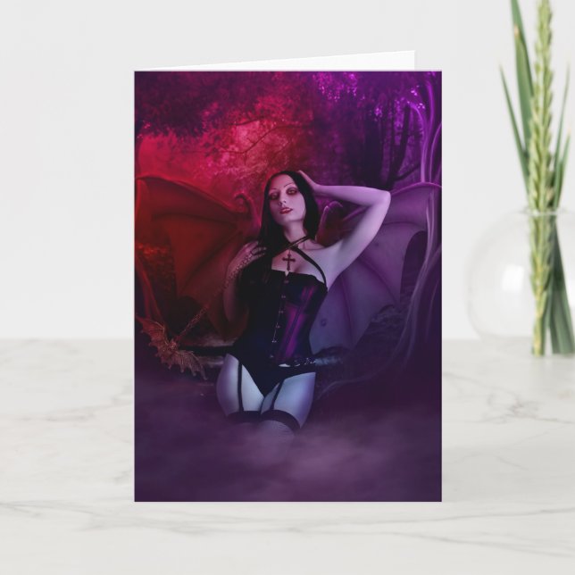 Vampire Goth Femme Cartes de voeux (Devant)