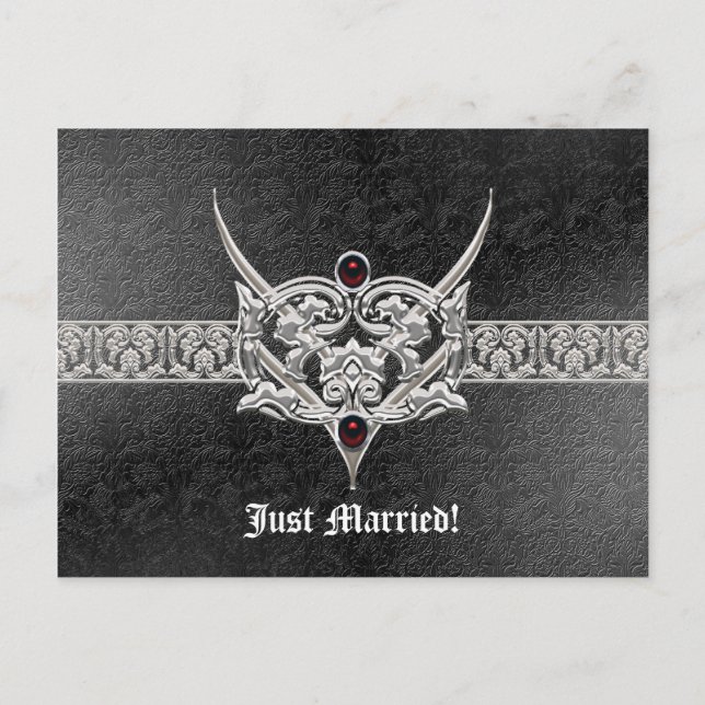 Vampire Goth Imitats Leather Jeweled Wedding Ankündigungspostkarte (Vorderseite)
