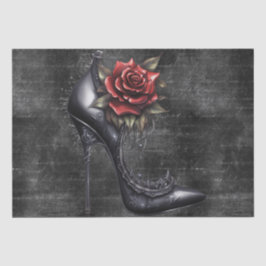 Vampire Gothic Rose Black Heel Pattern Seidenpapier