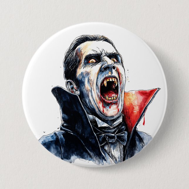 Vampire Halloween Gothic Red Black Button (Vorderseite)