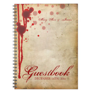 Vampire-Halloween-Hochzeitguestbook-Fake blutrot Notizblock