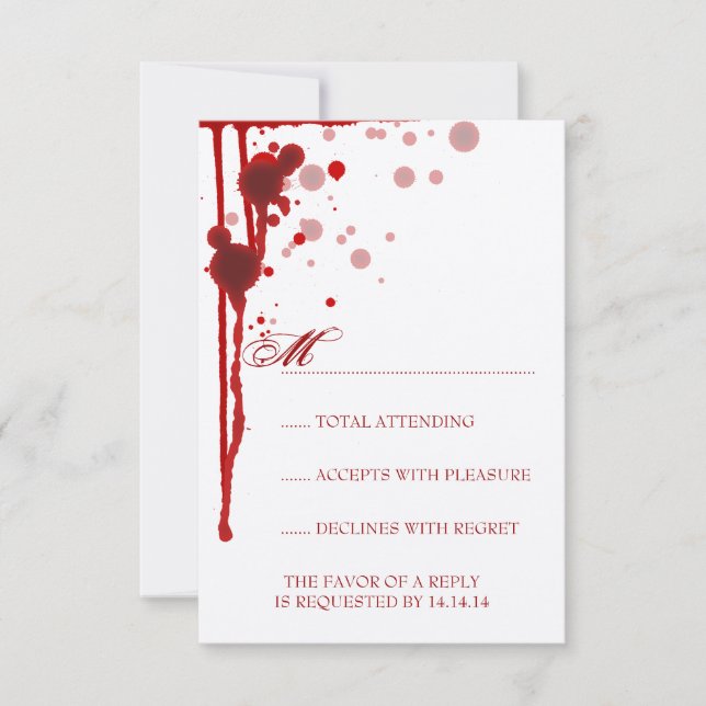 Vampire Halloween Mariage RSVP faux sang rouge (Devant)