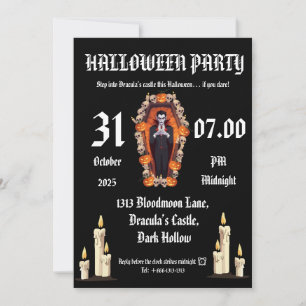 Vampire 🖤 halloween party - Black Invitation card