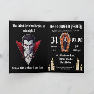 Vampire 🖤 halloween party - Black Invitation card