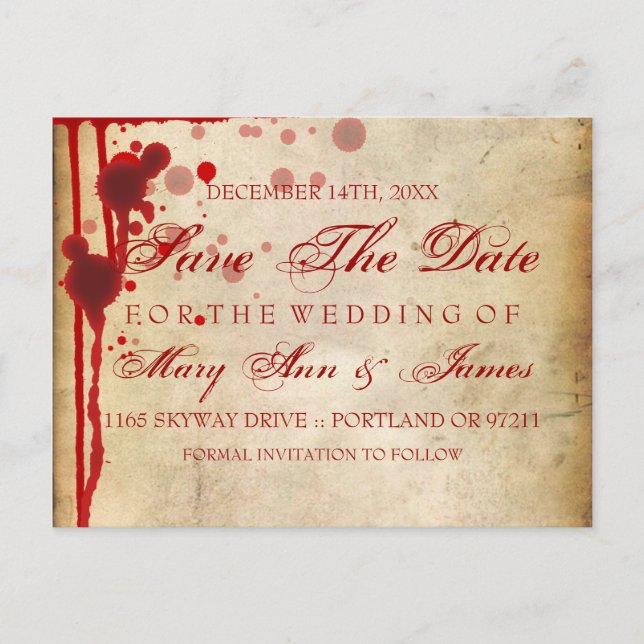 Vampire Halloween Save the Date Fake Blored Ankündigungspostkarte (Vorderseite)