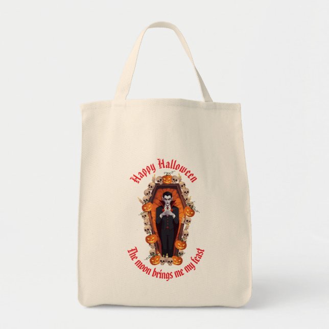 Vampire Halloween White Tote Tasche 🧛 ‍ ♂️ 🤍 (Vorne)