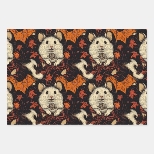 Vampire Hamster Halloween Wrapping Paper Geschenkpapier Set (Vorderseite)
